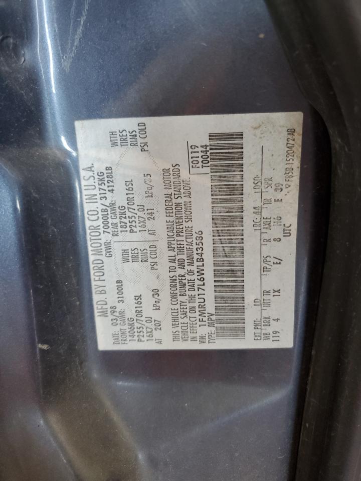 1998 Ford Expedition VIN: 1FMRU17L6WLB43586 Lot: 64261125