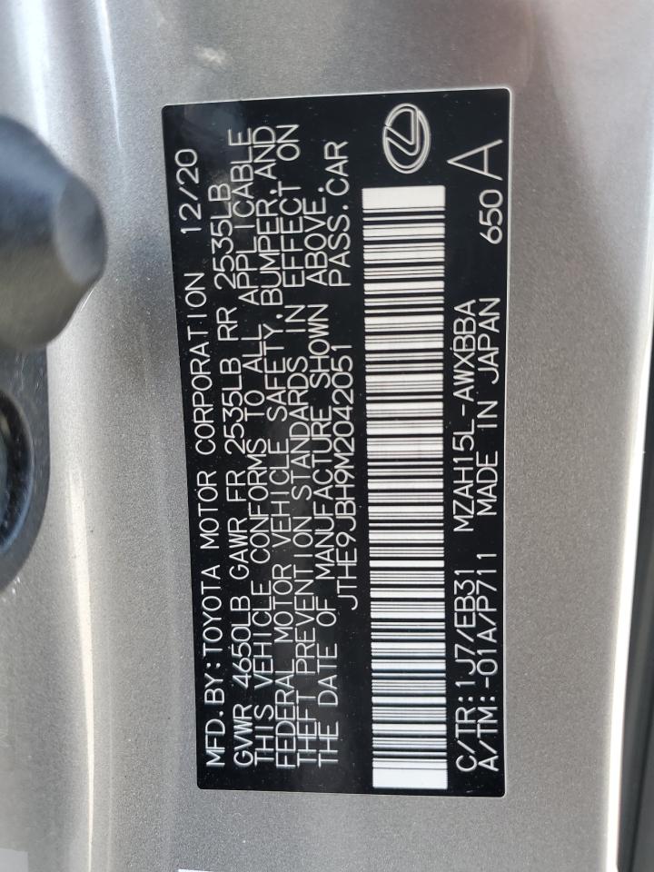 2021 Lexus Ux 250H VIN: JTHE9JBH9M2042051 Lot: 62956415