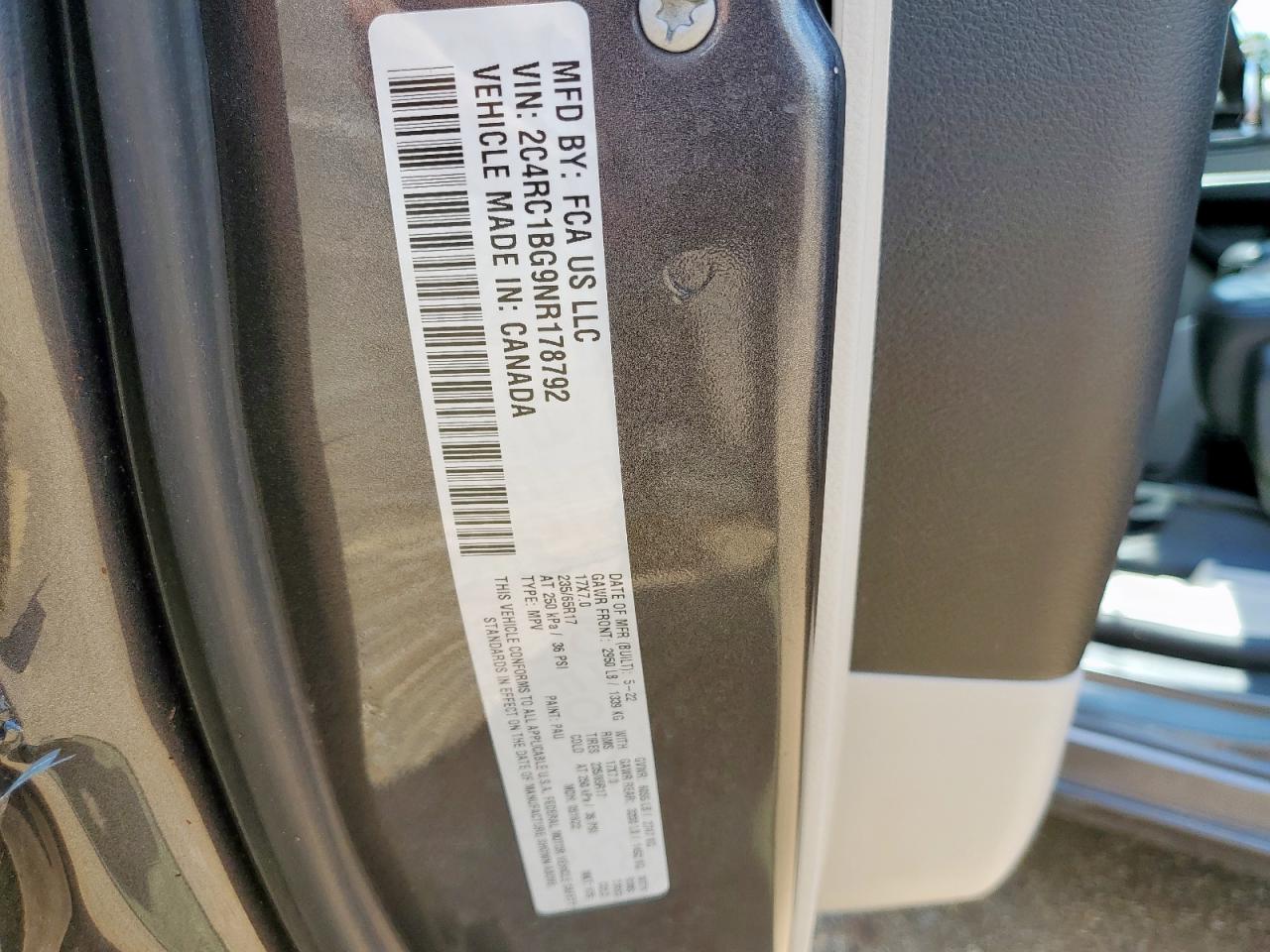 2022 Chrysler Pacifica Touring L VIN: 2C4RC1BG9NR178792 Lot: 64799495