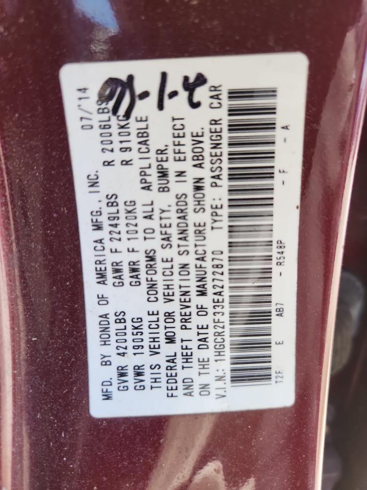 2014 Honda Accord Lx VIN: 1HGCR2F33EA272870 Lot: 65451115
