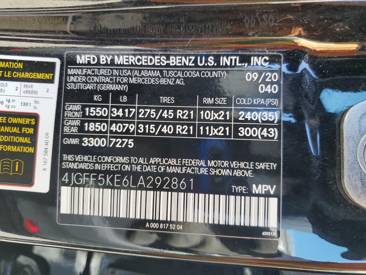 2020 Mercedes-Benz Gls 450 4Matic VIN: 4JGFF5KE6LA292861 Lot: 64127035