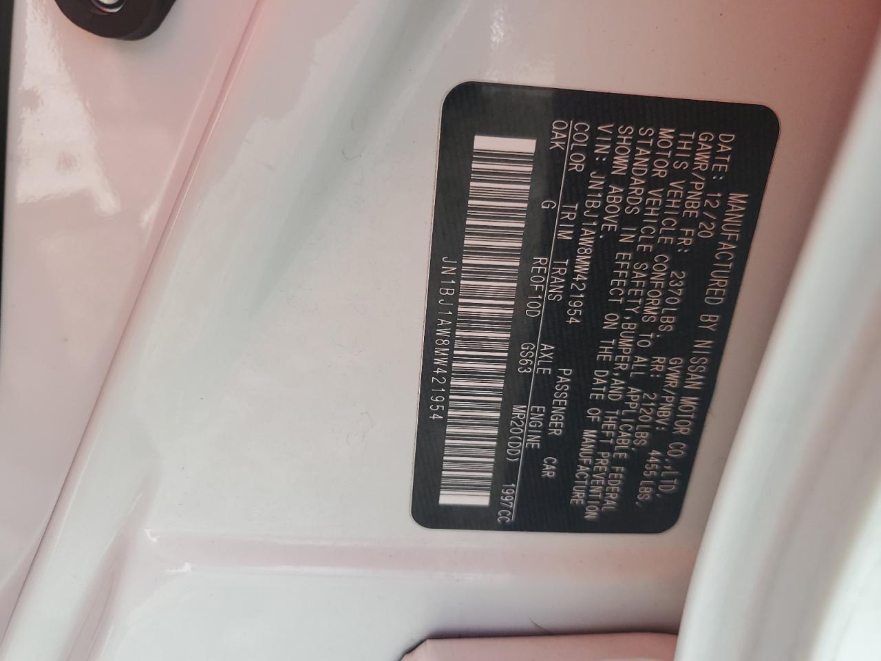 2020 Nissan Rogue Sport S VIN: JN1BJ1AW8MW421954 Lot: 65349215