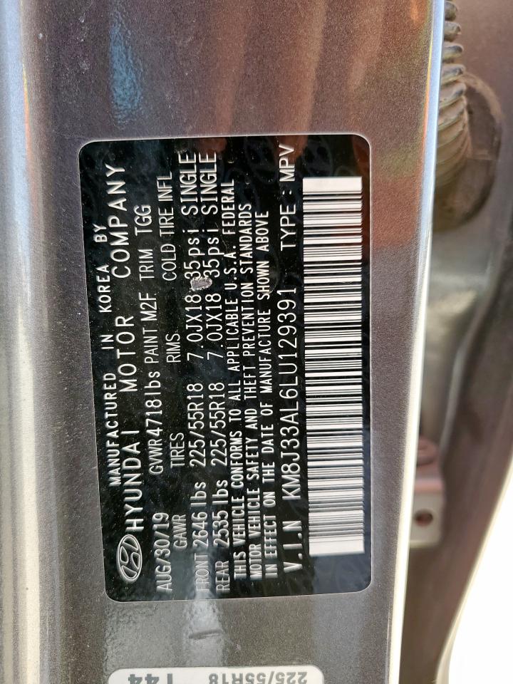 2020 Hyundai Tucson Limited VIN: KM8J33AL6LU129391 Lot: 64700095