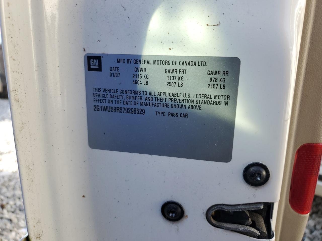 2007 Chevrolet Impala Ltz VIN: 2G1WU58R879298529 Lot: 63835025