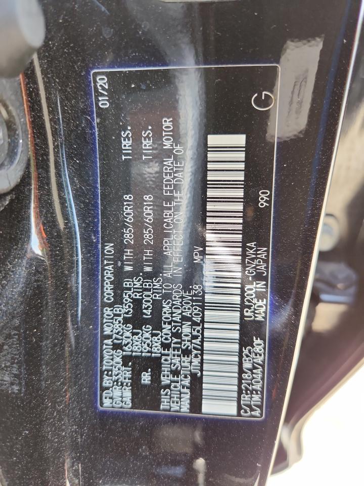 2020 Toyota Land Cruiser Vx-R VIN: JTMCY7AJ5L4091138 Lot: 63216495
