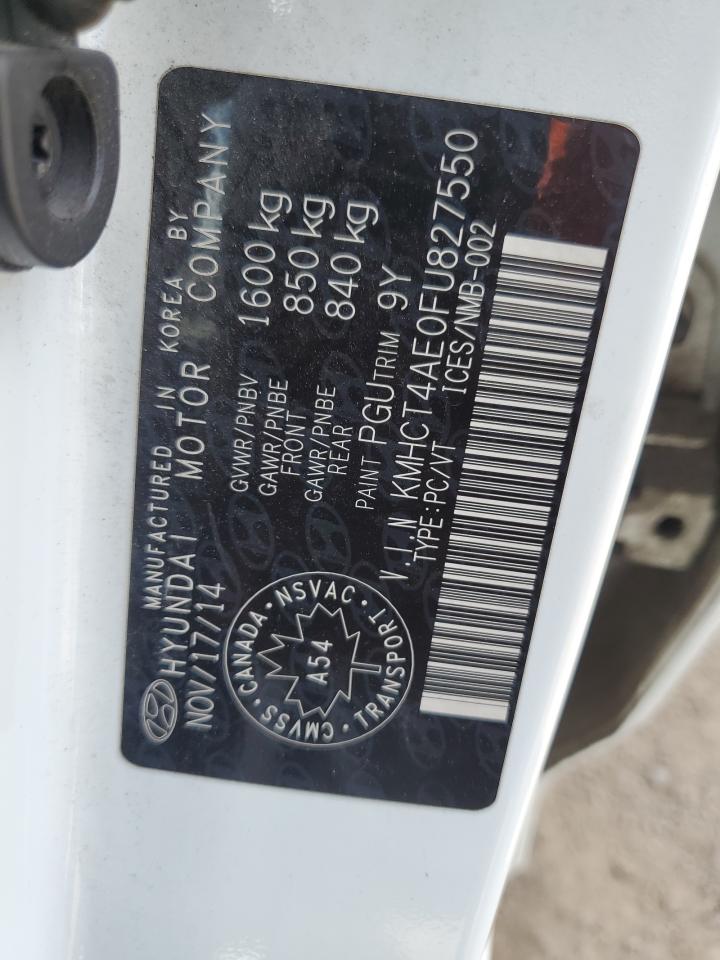 2015 Hyundai Accent Gls VIN: KMHCT4AE0FU827550 Lot: 65535925
