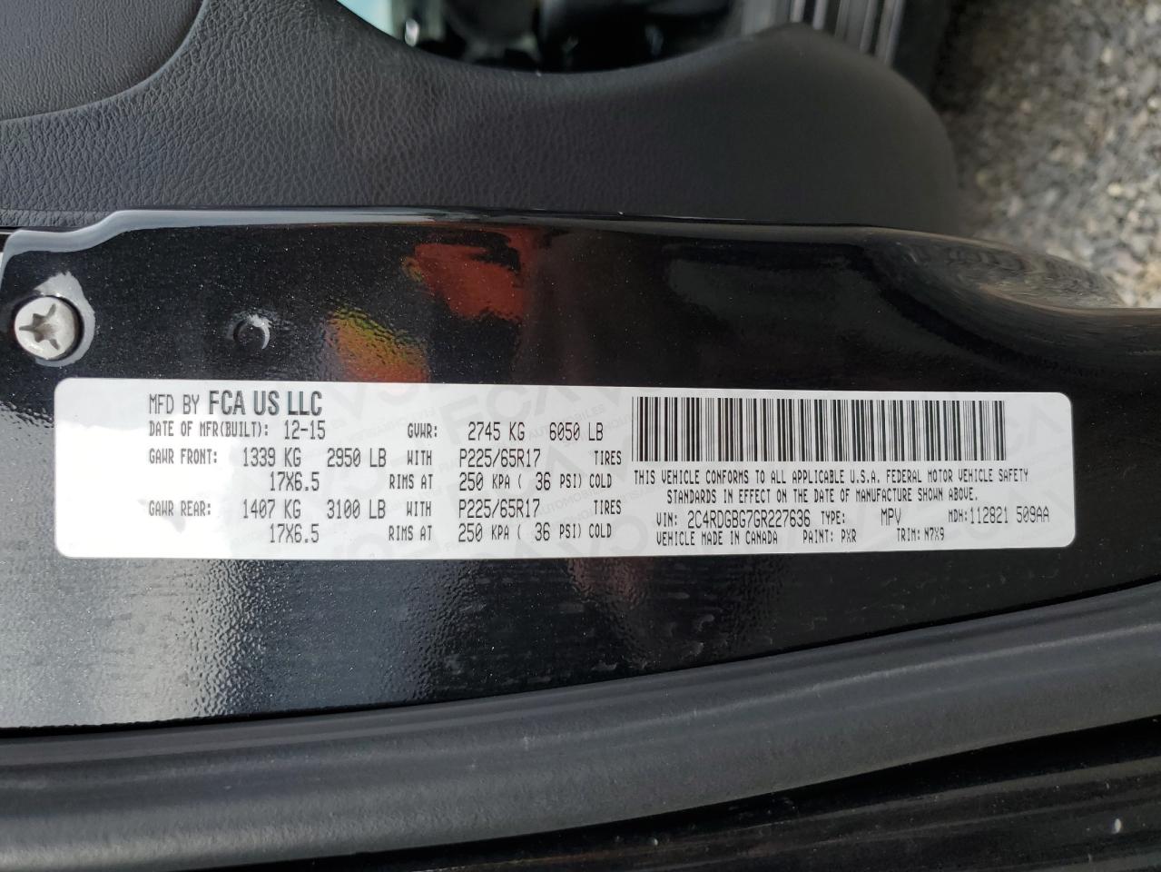 2016 Dodge Grand Caravan Se VIN: 2C4RDGBG7GR227636 Lot: 64644325