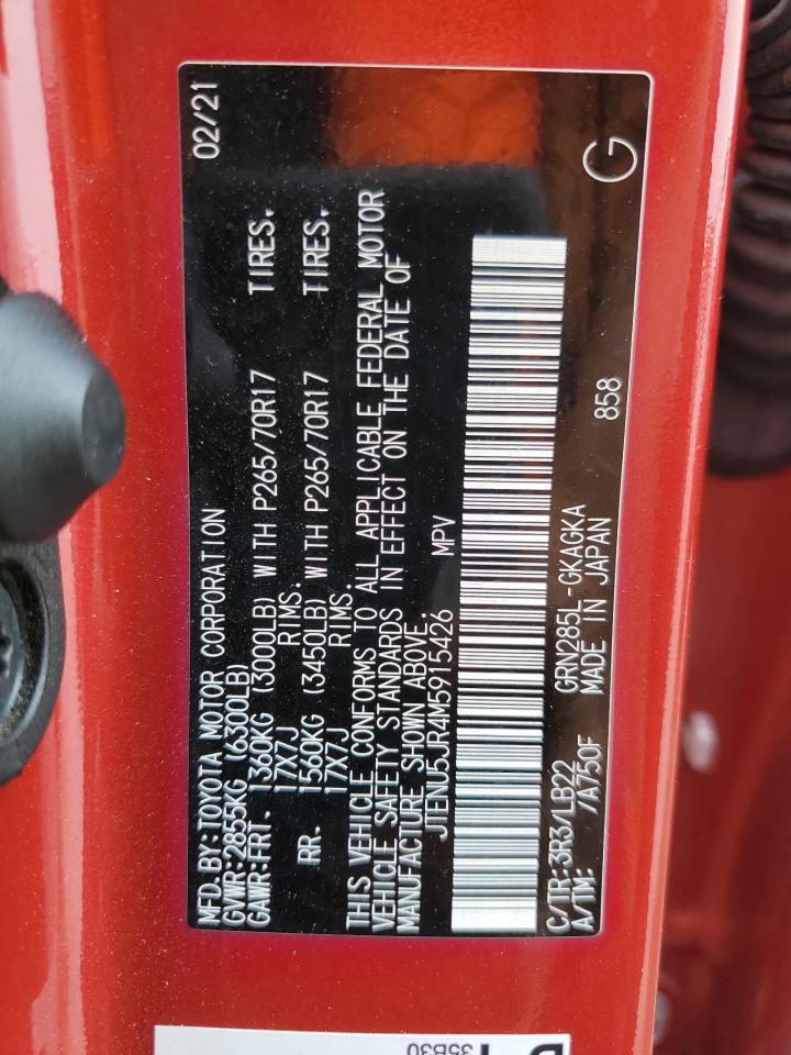 2021 Toyota 4Runner Sr5/Sr5 Premium VIN: JTENU5JR4M5915426 Lot: 63664195