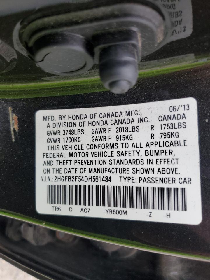 2013 Honda Civic Lx VIN: 2HGFB2F54DH561484 Lot: 63087345