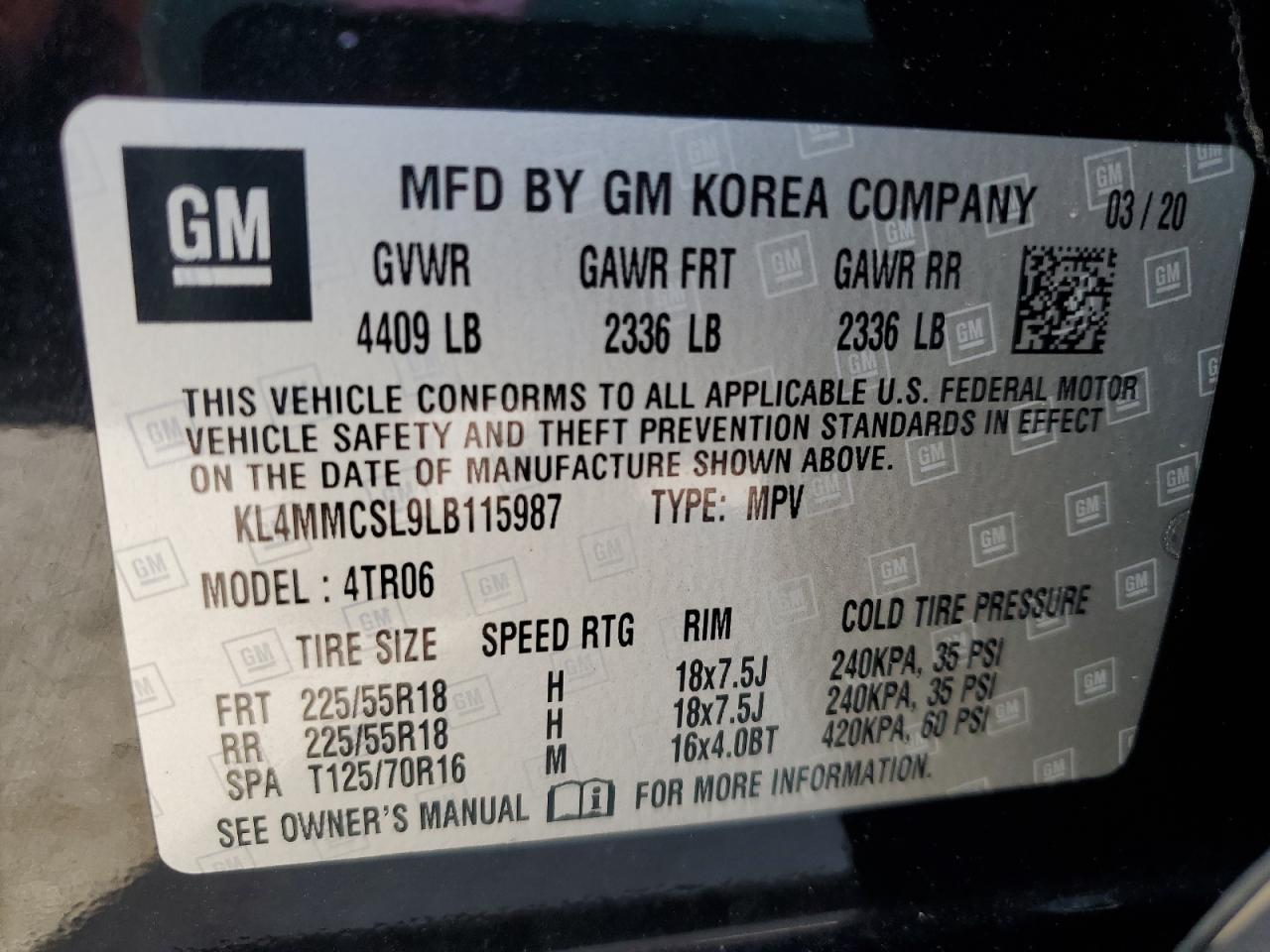 2020 Buick Encore Gx Preferred VIN: KL4MMCSL9LB115987 Lot: 63693265