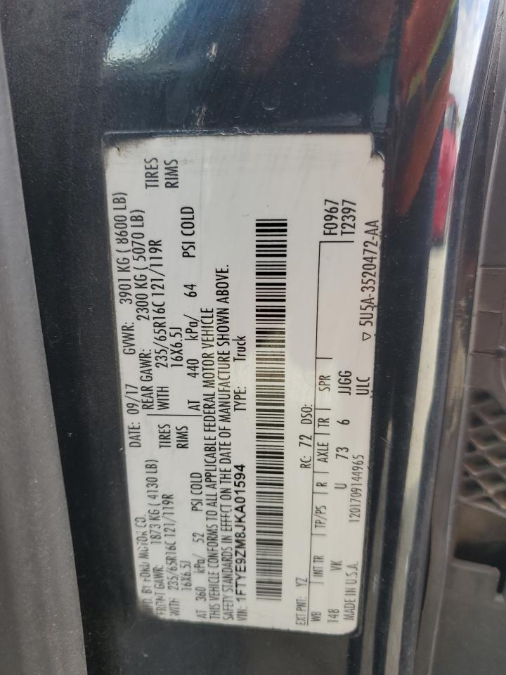 2018 Ford Transit T-150 VIN: 1FTYE9ZM8JKA01594 Lot: 65202915