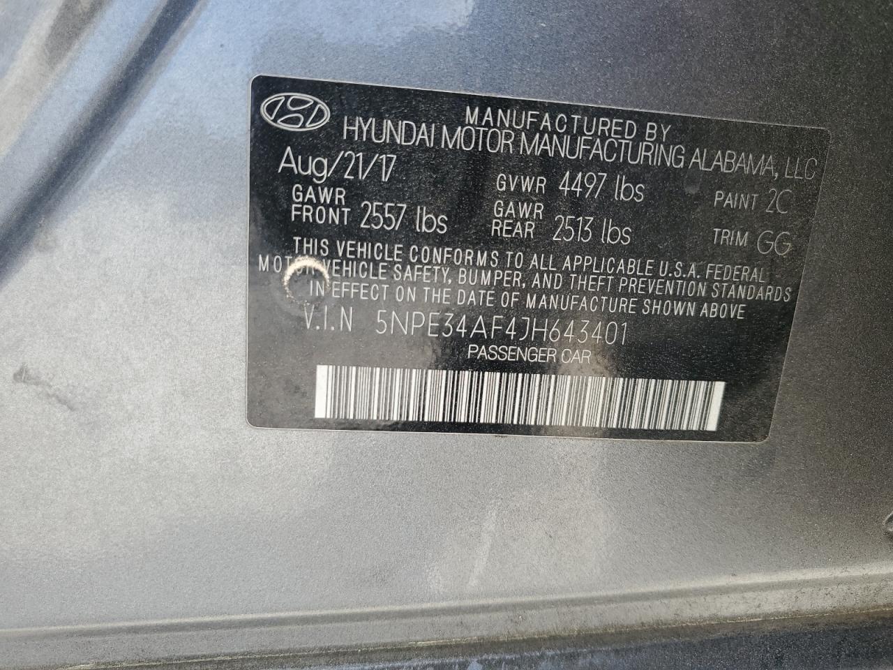2018 Hyundai Sonata Sport VIN: 5NPE34AF4JH643401 Lot: 62930495