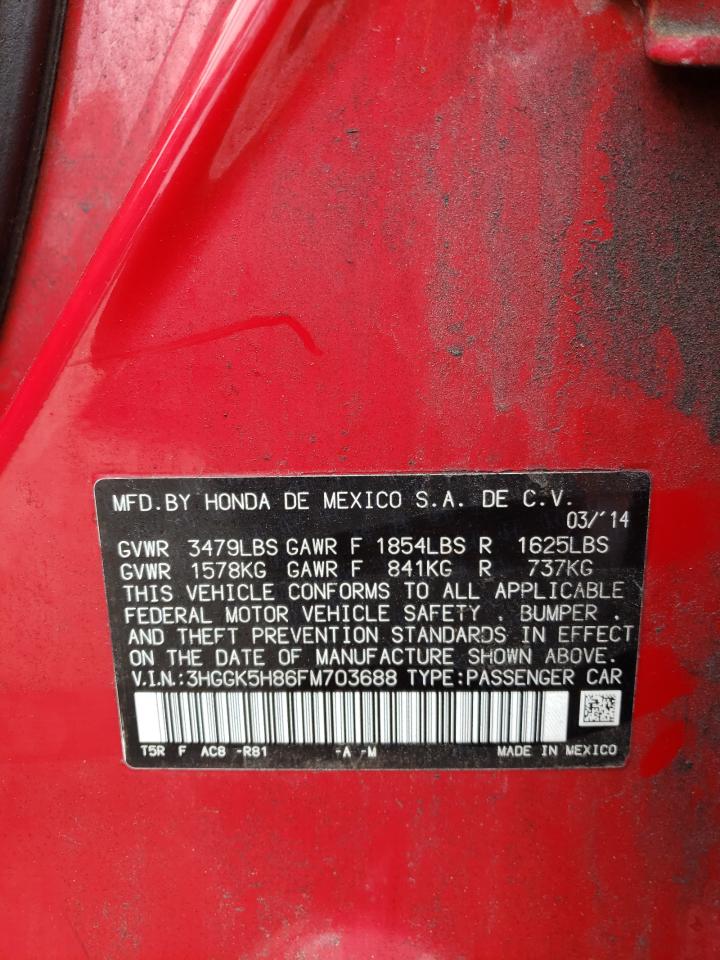 2015 Honda Fit Ex VIN: 3HGGK5H86FM703688 Lot: 64162725