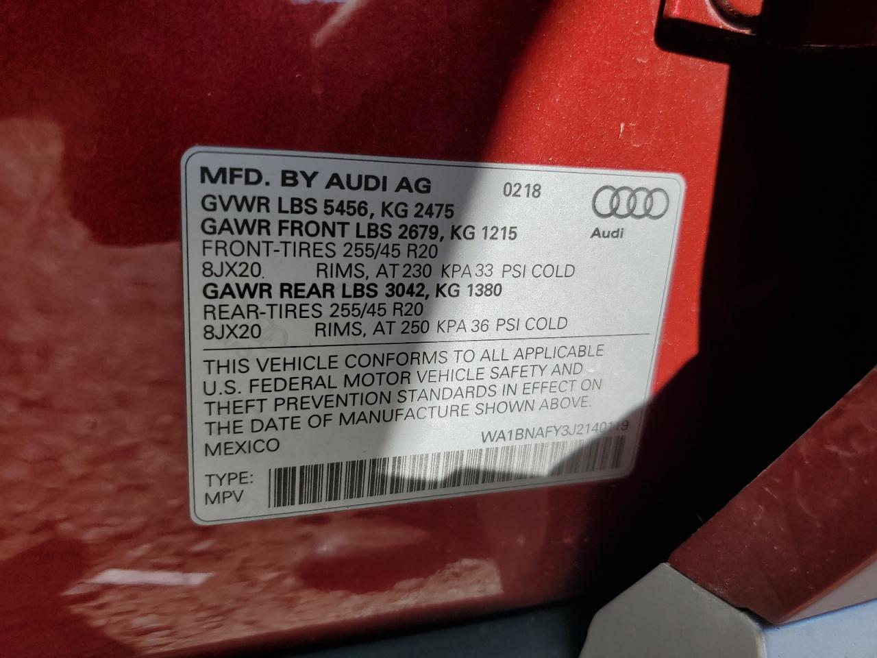 2018 Audi Q5 Premium Plus VIN: WA1BNAFY3J2140119 Lot: 64579295