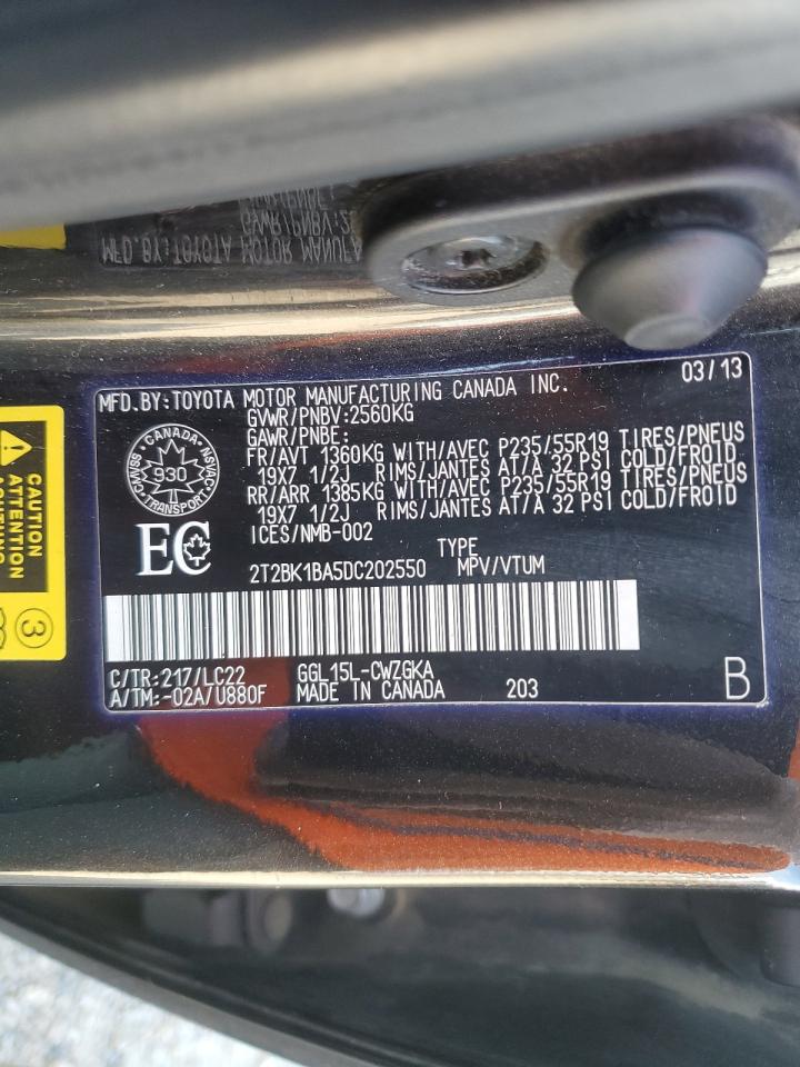 2013 Lexus Rx 350 Base VIN: 2T2BK1BA5DC202550 Lot: 64641535