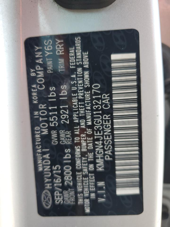 2016 Hyundai Genesis 3.8L VIN: KMHGN4JE3GU132170 Lot: 65927365