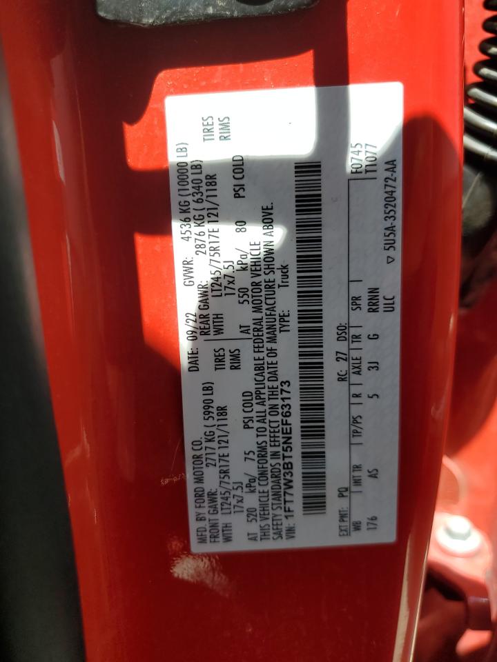 2022 Ford F350 Super Duty VIN: 1FT7W3BT5NEF63173 Lot: 63780825