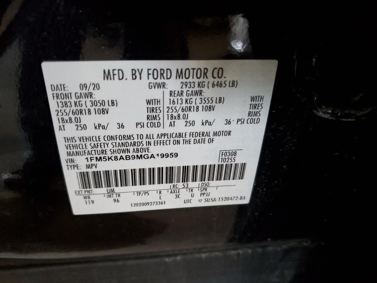 2021 Ford Explorer Police Interceptor VIN: 1FM5K8AB9MGA19959 Lot: 63410655