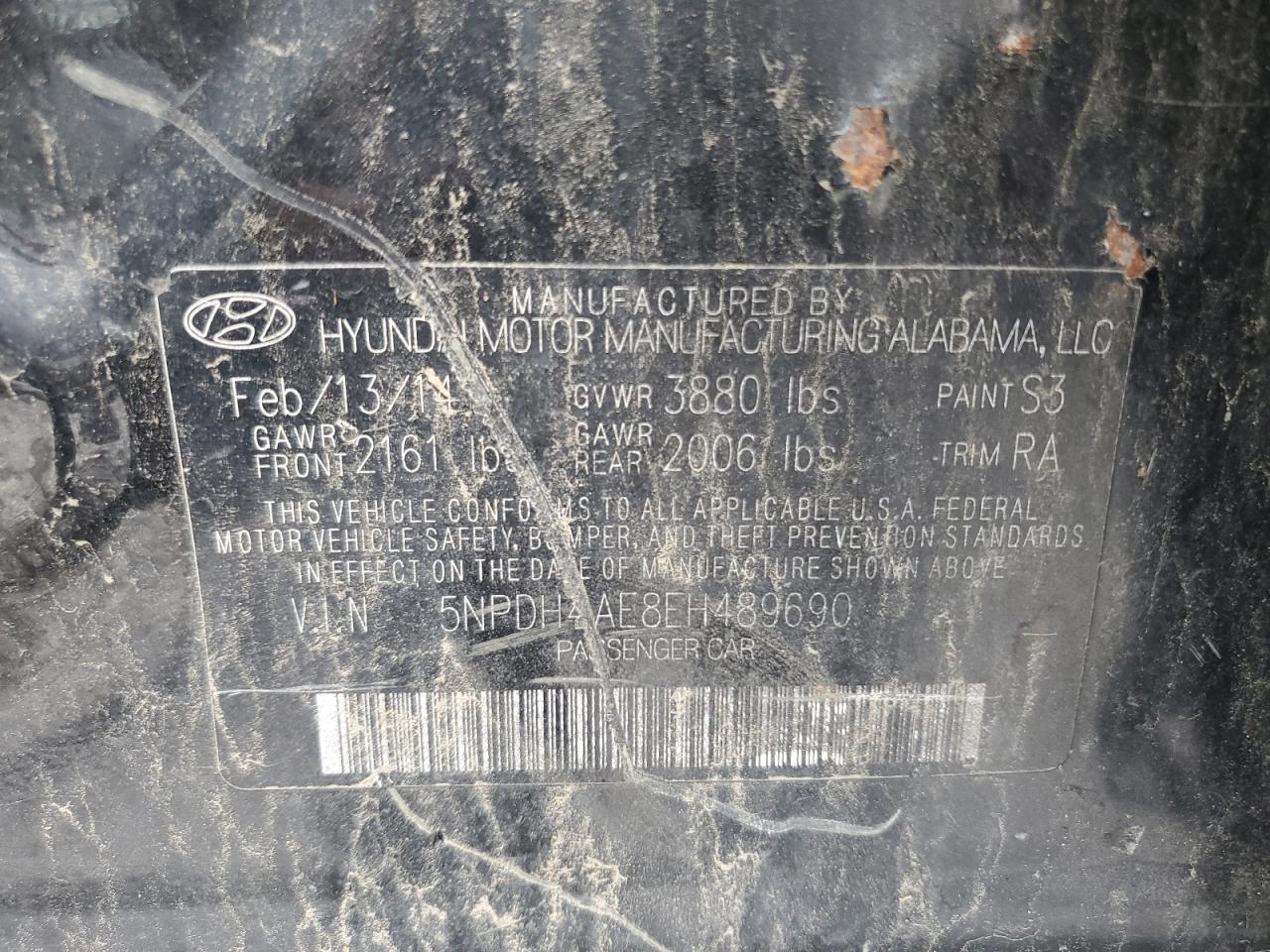 2014 Hyundai Elantra Se VIN: 5NPDH4AE8EH489690 Lot: 64582455