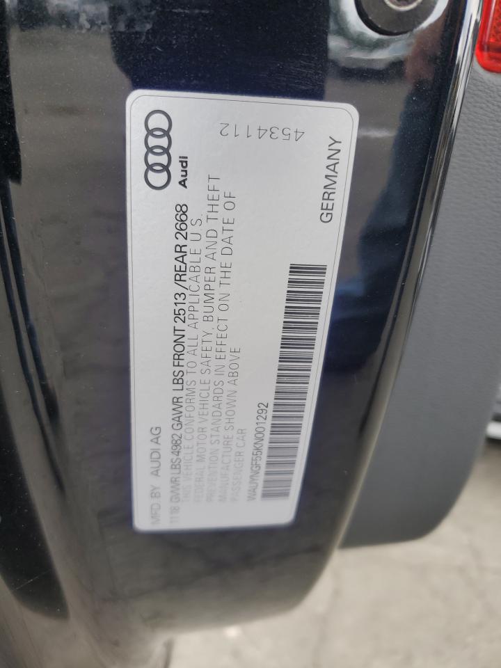 2019 Audi A5 Premium Plus VIN: WAUYNGF55KN001292 Lot: 64242955