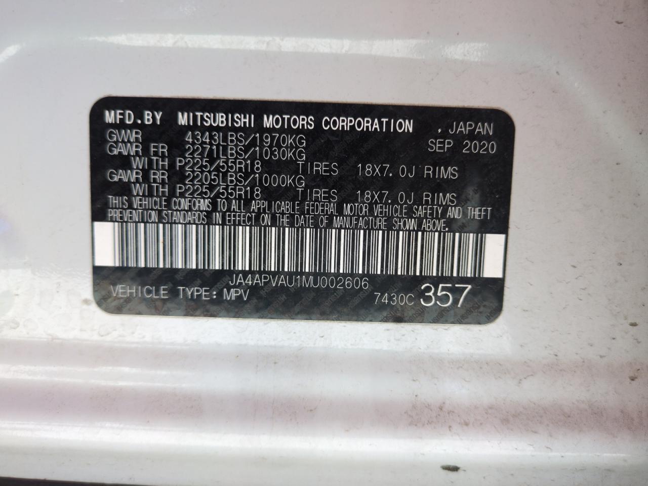 2021 Mitsubishi Outlander Sport Se VIN: JA4APVAU1MU002606 Lot: 64633445