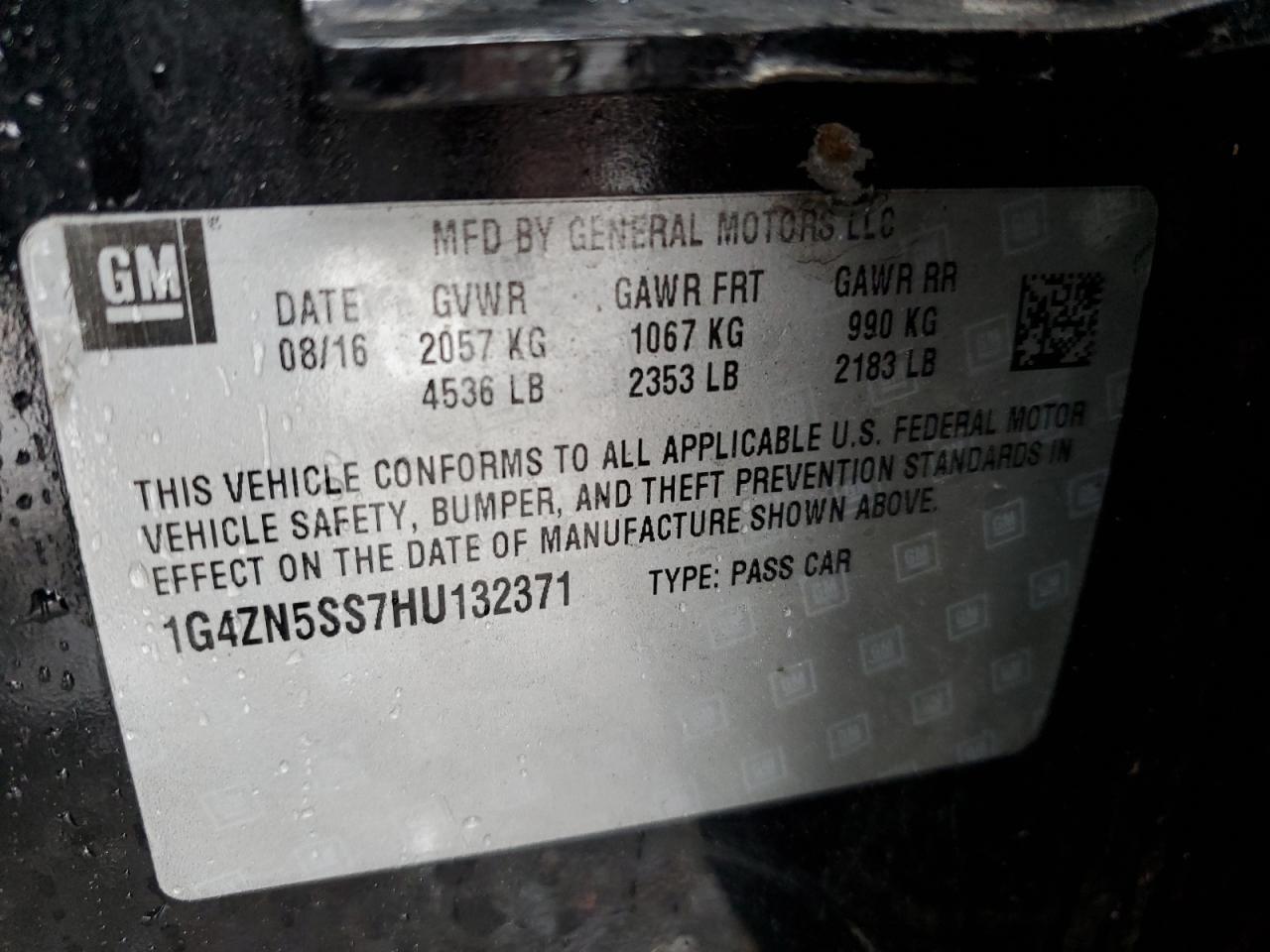 2017 Buick Lacrosse Preferred VIN: 1G4ZN5SS7HU132371 Lot: 62910355