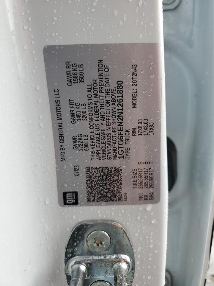 2022 GMC Canyon At4 VIN: 1GTG6FEN2N1261880 Lot: 65140325