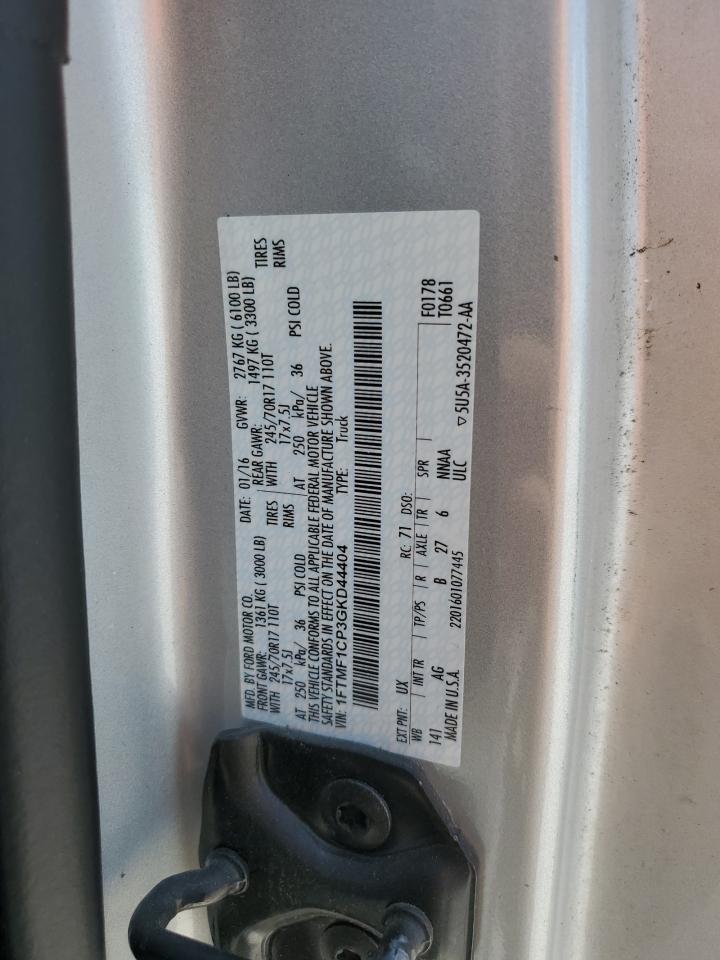 2016 Ford F150 VIN: 1FTMF1CP3GKD44404 Lot: 62742105