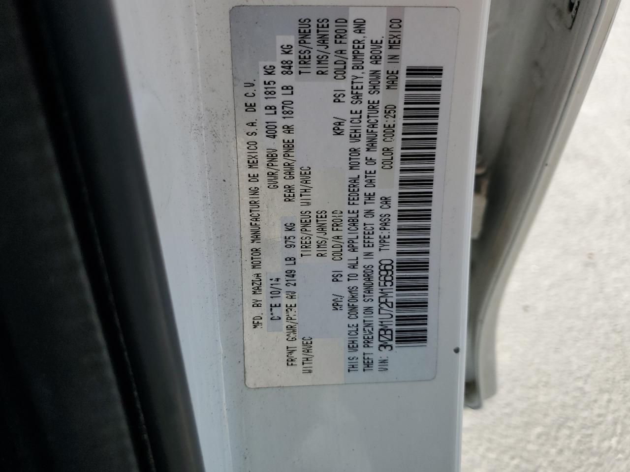 2015 Mazda 3 Sport VIN: 3MZBM1U72FM156960 Lot: 66343645