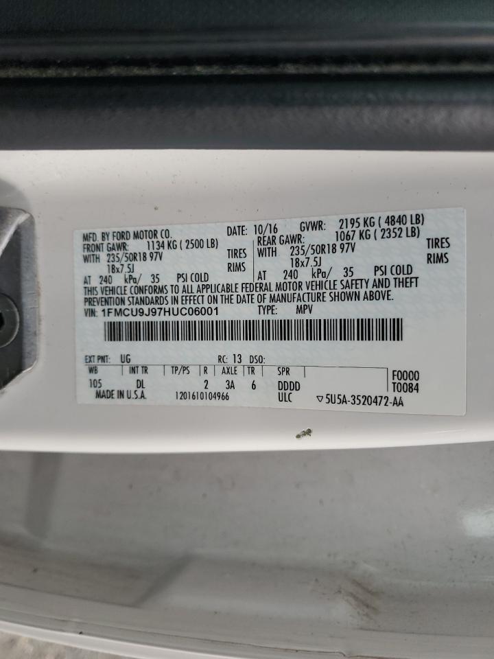 2017 Ford Escape Titanium VIN: 1FMCU9J97HUC06001 Lot: 64237615
