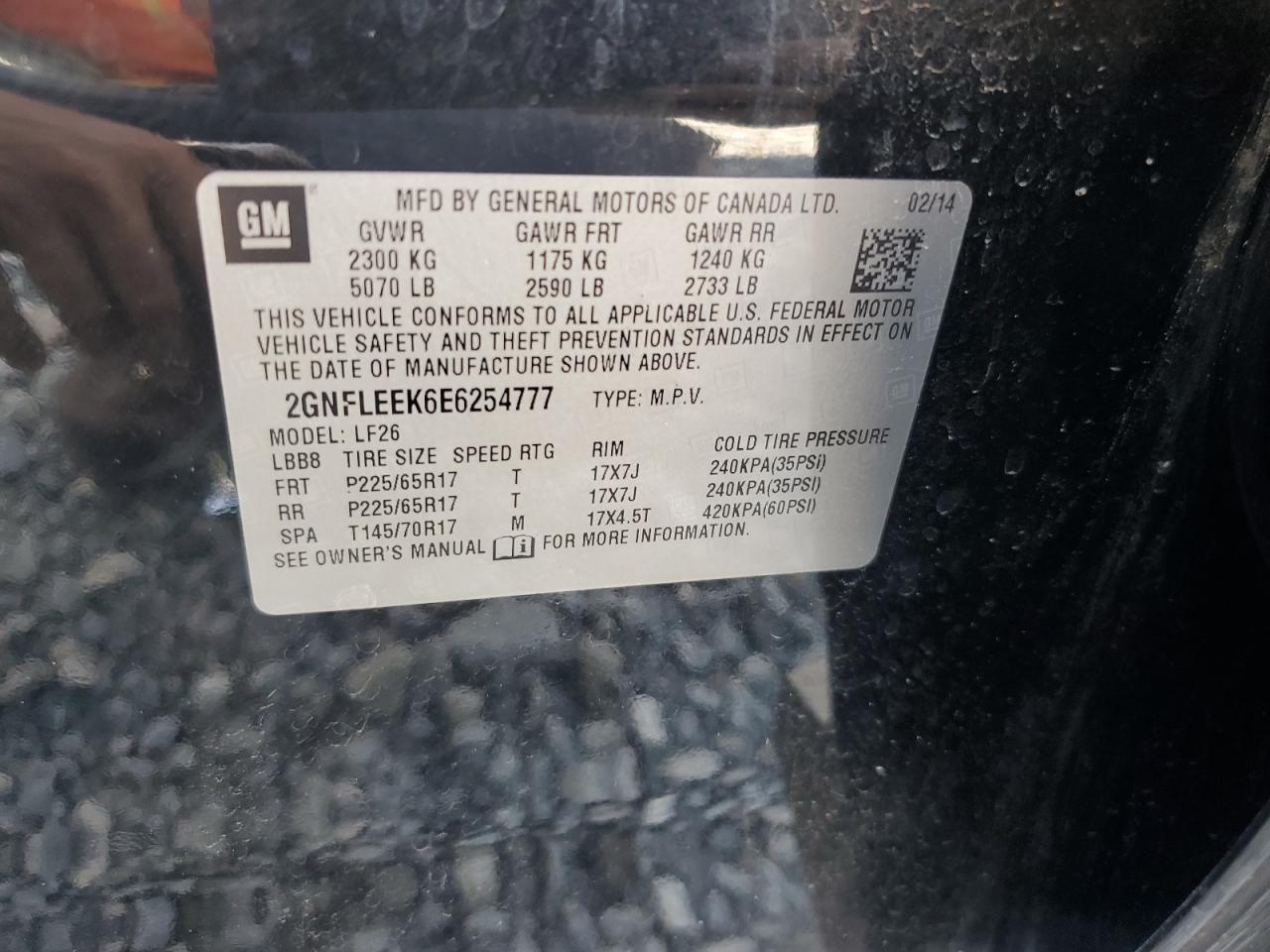 2014 Chevrolet Equinox Ls VIN: 2GNFLEEK6E6254777 Lot: 65129855