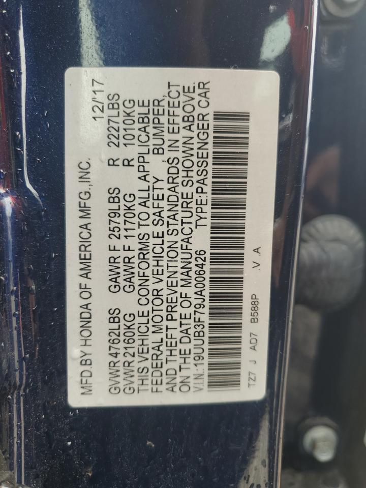 2018 Acura Tlx Advance VIN: 19UUB3F79JA006426 Lot: 63210485