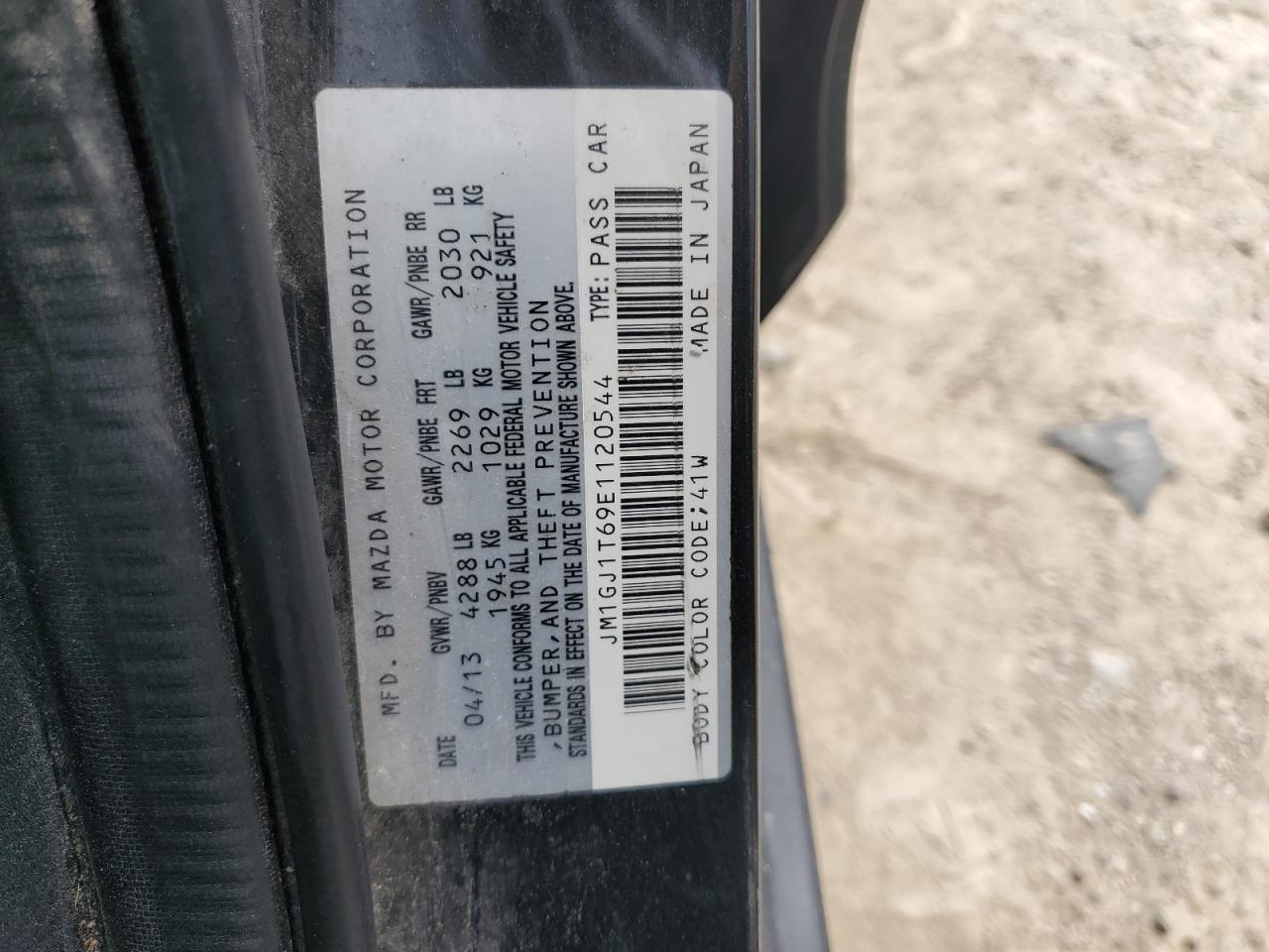 2014 Mazda 6 Touring VIN: JM1GJ1T69E1120544 Lot: 64724695