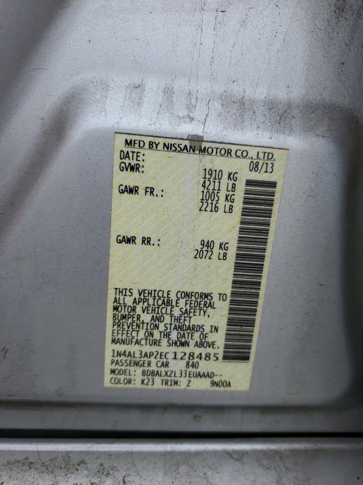 2014 Nissan Altima 2.5 VIN: 1N4AL3AP2EC128485 Lot: 65233565