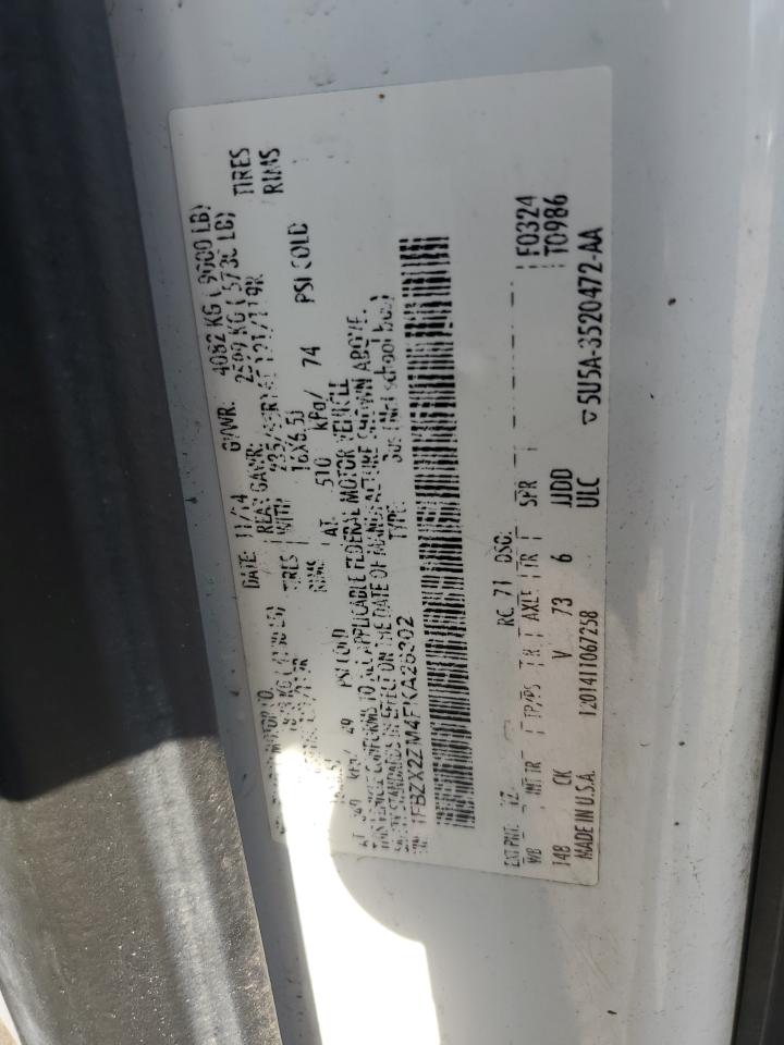 2015 Ford Transit T-350 VIN: 1FBZX2ZM4FKA26302 Lot: 65333335