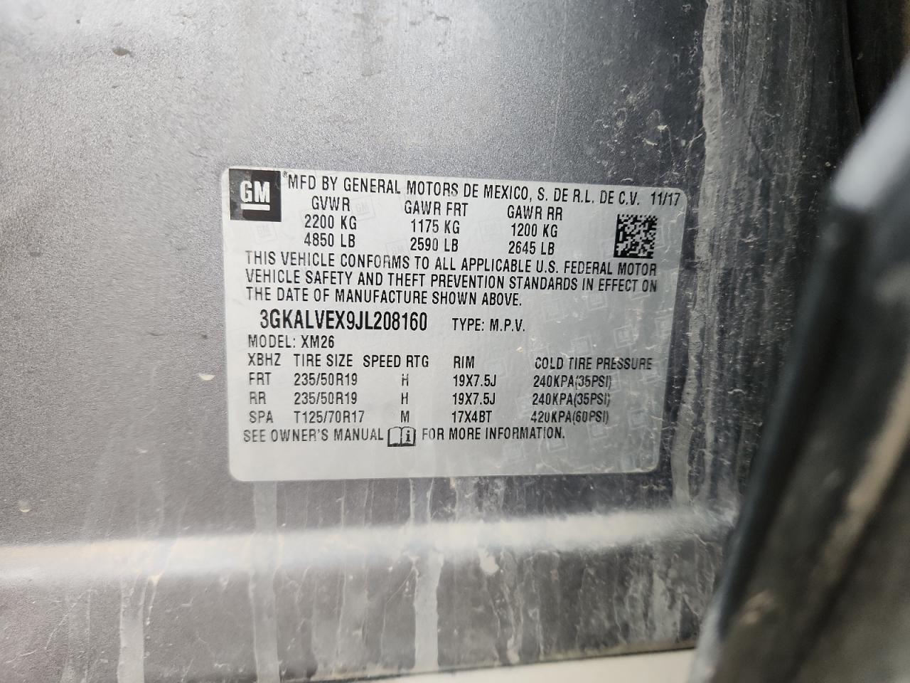 2018 GMC Terrain Slt VIN: 3GKALVEX9JL208160 Lot: 65354135