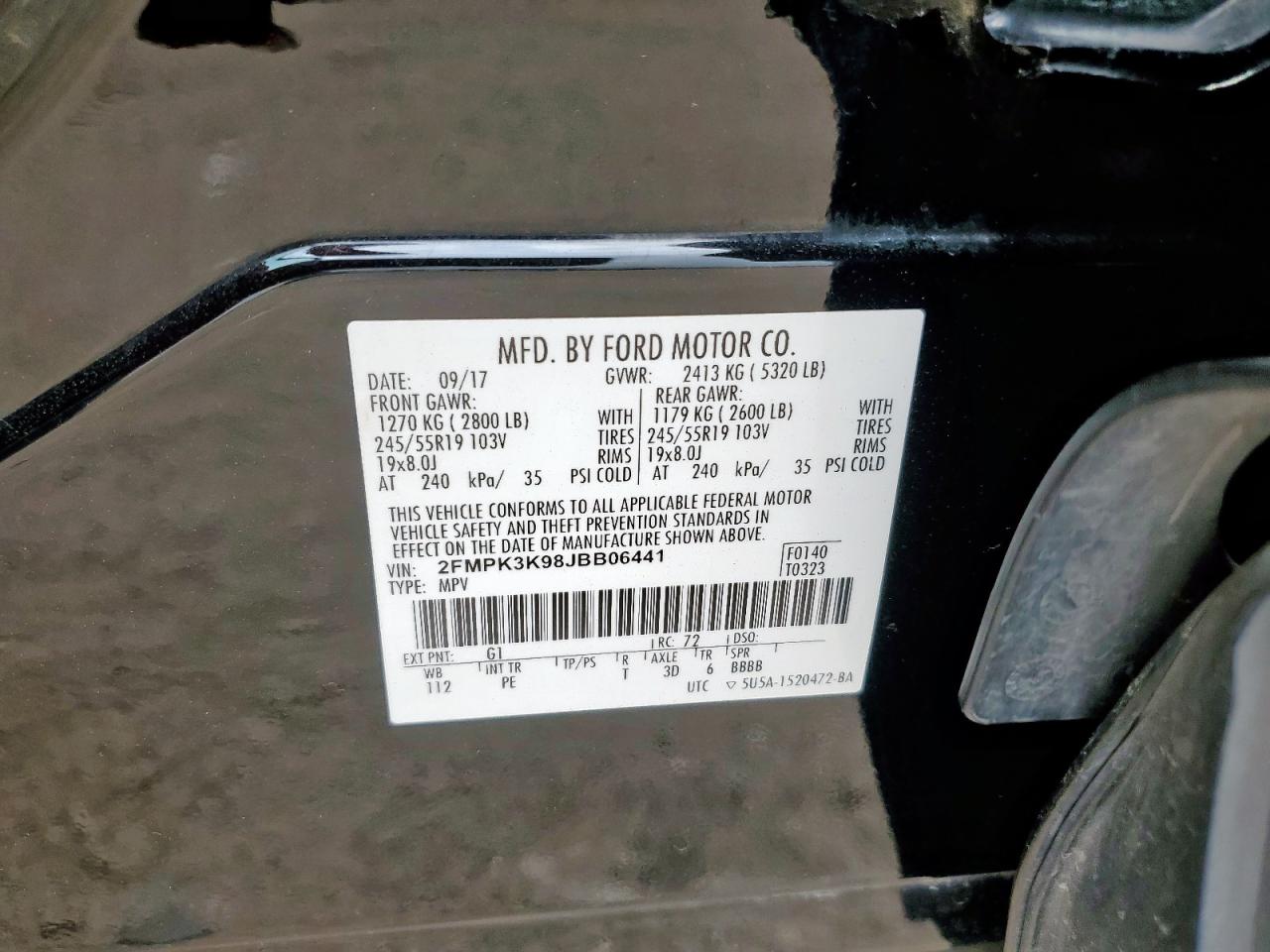 2018 Ford Edge Titanium VIN: 2FMPK3K98JBB06441 Lot: 65465985