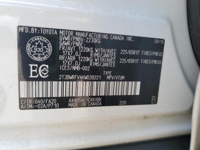 2019 TOYOTA RAV4 LE  