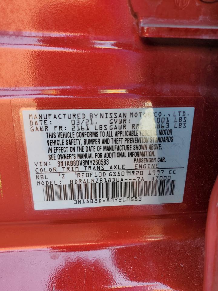 2021 Nissan Sentra Sr VIN: 3N1AB8DV8MY260583 Lot: 64398685