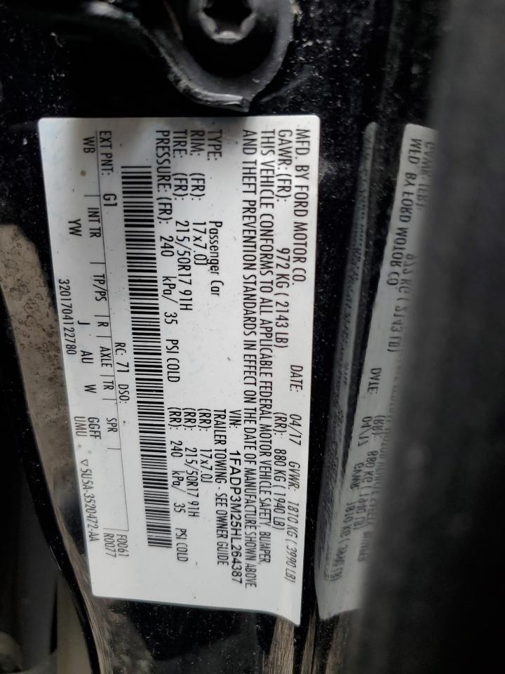 2017 Ford Focus Sel VIN: 1FADP3M25HL264387 Lot: 66917295