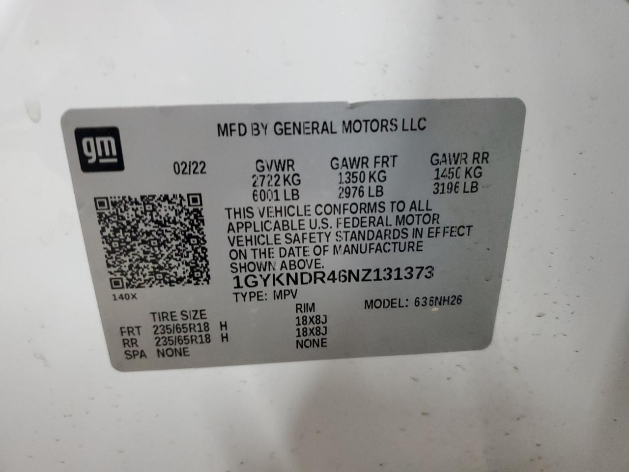 2022 Cadillac Xt5 Premium Luxury VIN: 1GYKNDR46NZ131373 Lot: 64070755