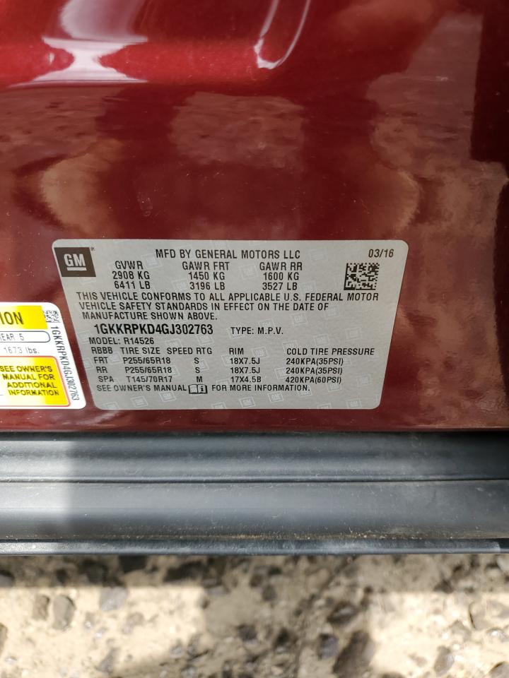 1gkkrpkd4gj302763 1GKKRPKD4GJ302763 2016 GMC Acadia Sle