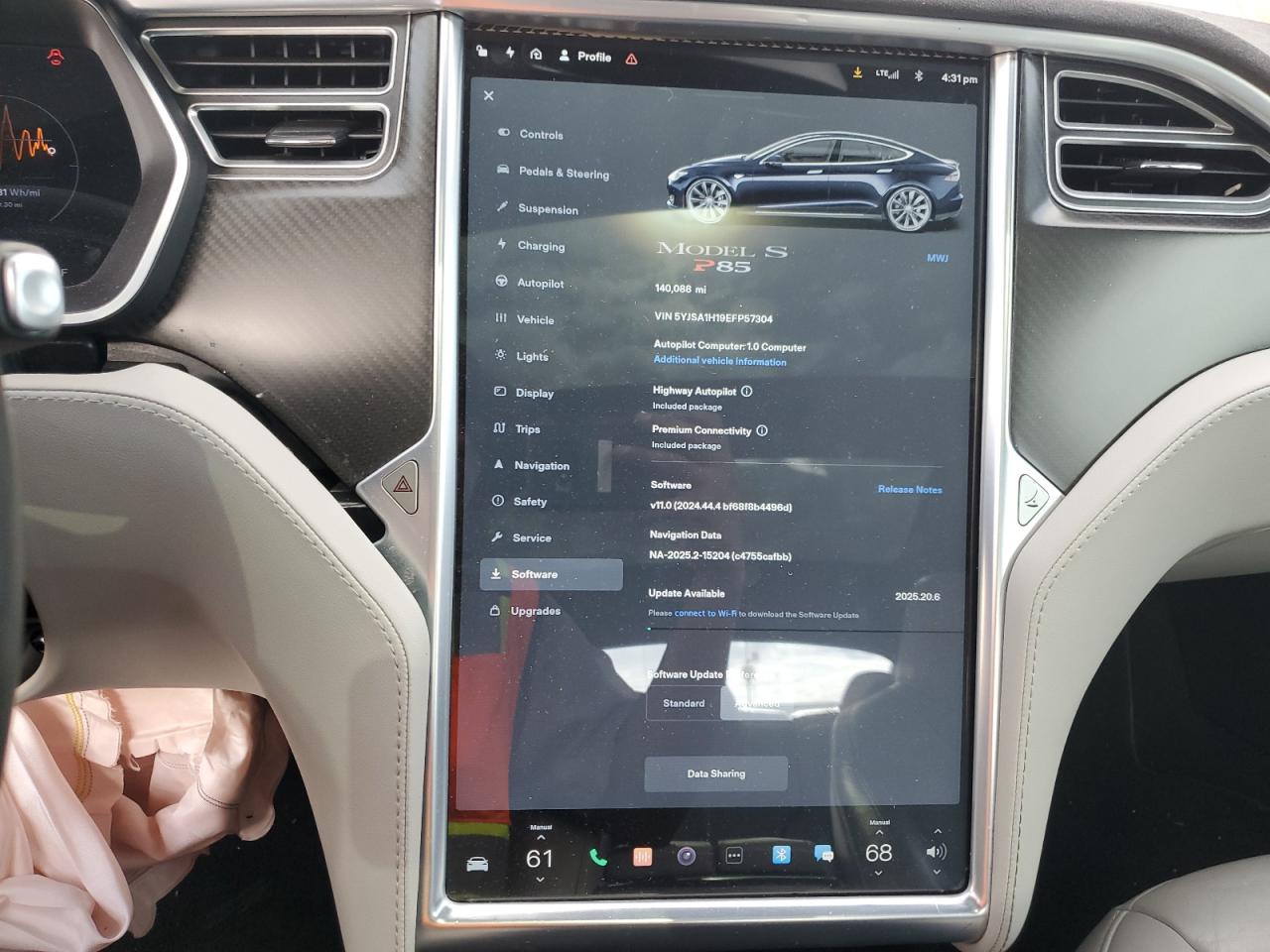 2014 Tesla Model S VIN: 5YJSA1H19EFP57304 Lot: 63802355
