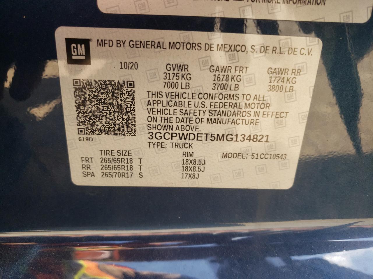 2021 Chevrolet Silverado C1500 Rst VIN: 3GCPWDET5MG134821 Lot: 63902575