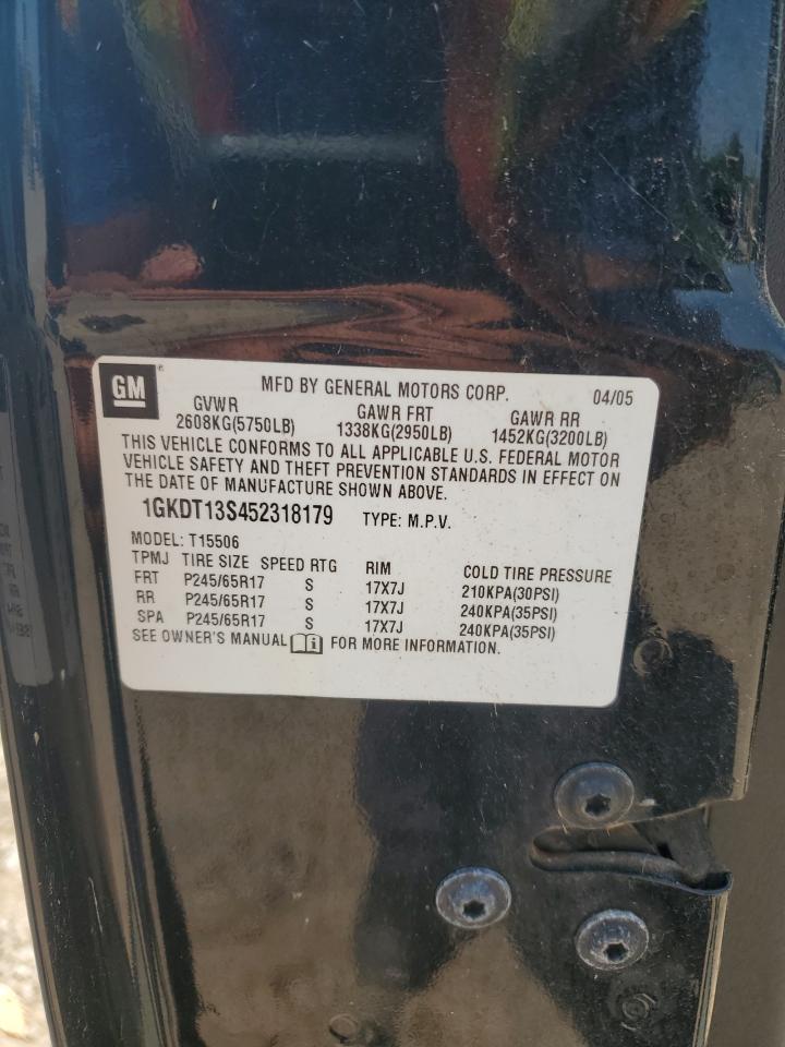 2005 GMC Envoy VIN: 1GKDT13S452318179 Lot: 63442045