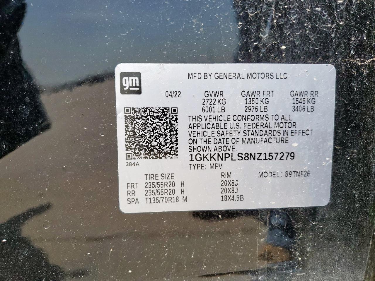 2022 GMC Acadia Denali VIN: 1GKKNPLS8NZ157279 Lot: 64837375