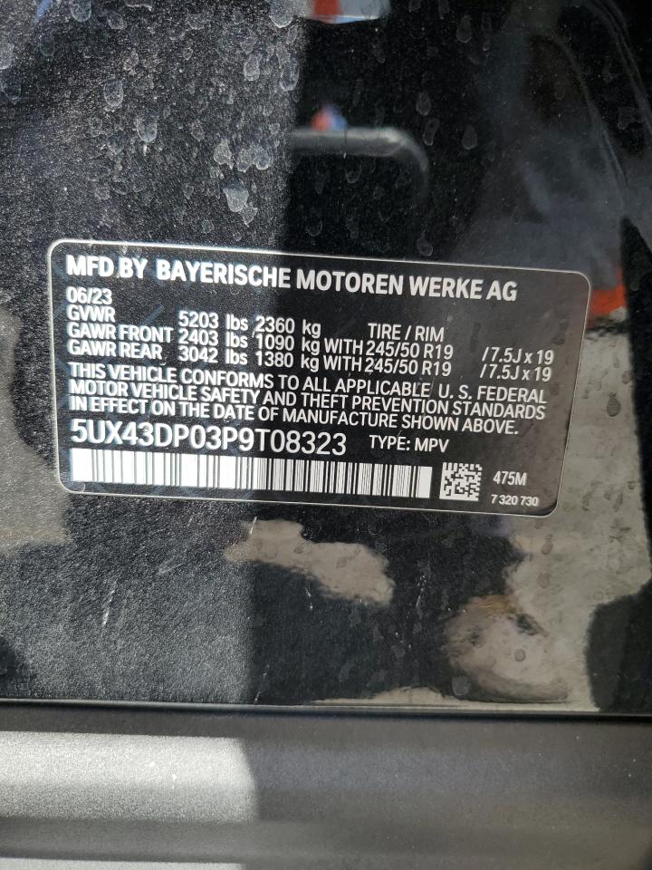 2023 BMW X3 Sdrive30I VIN: 5UX43DP03P9T08323 Lot: 64140655