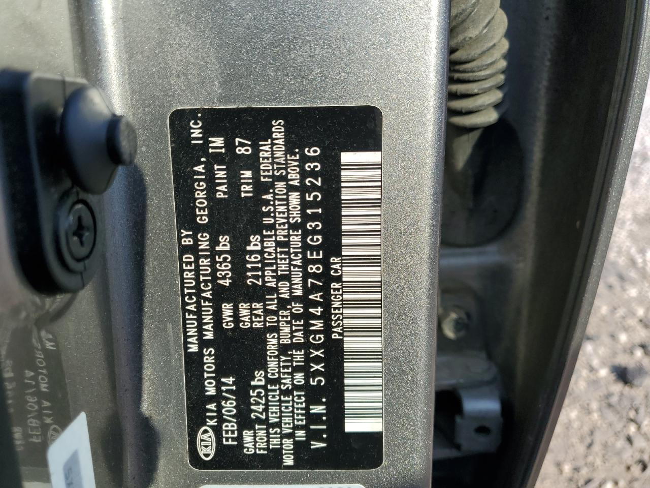 5xxgm4a78eg315236 5XXGM4A78EG315236 2014 Kia Optima Lx