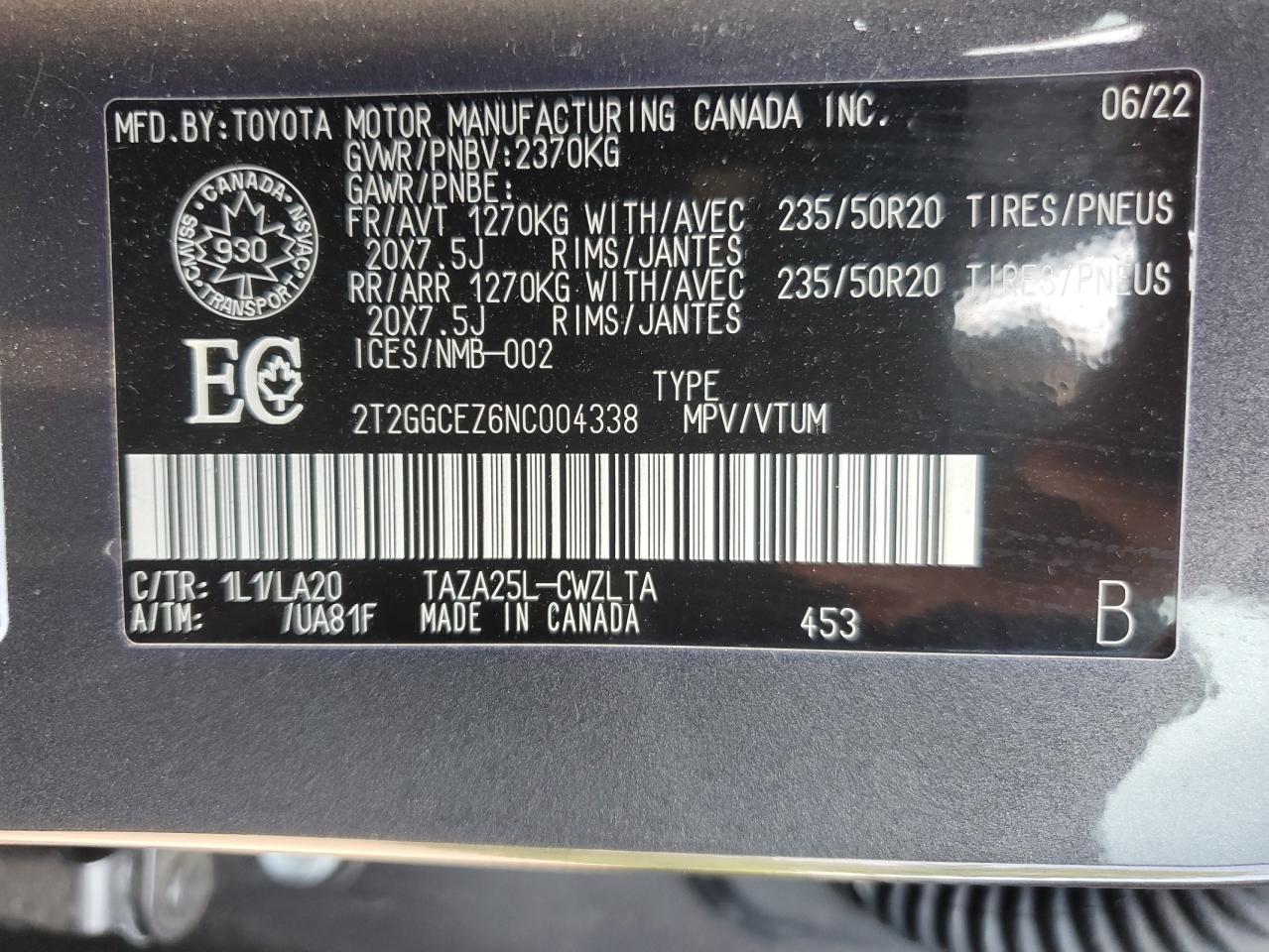 2022 Lexus Nx 350 VIN: 2T2GGCEZ6NC004338 Lot: 61669895
