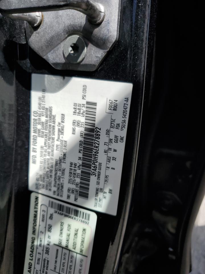 2014 Ford Fusion Se VIN: 3FA6P0H96ER278892 Lot: 65274805